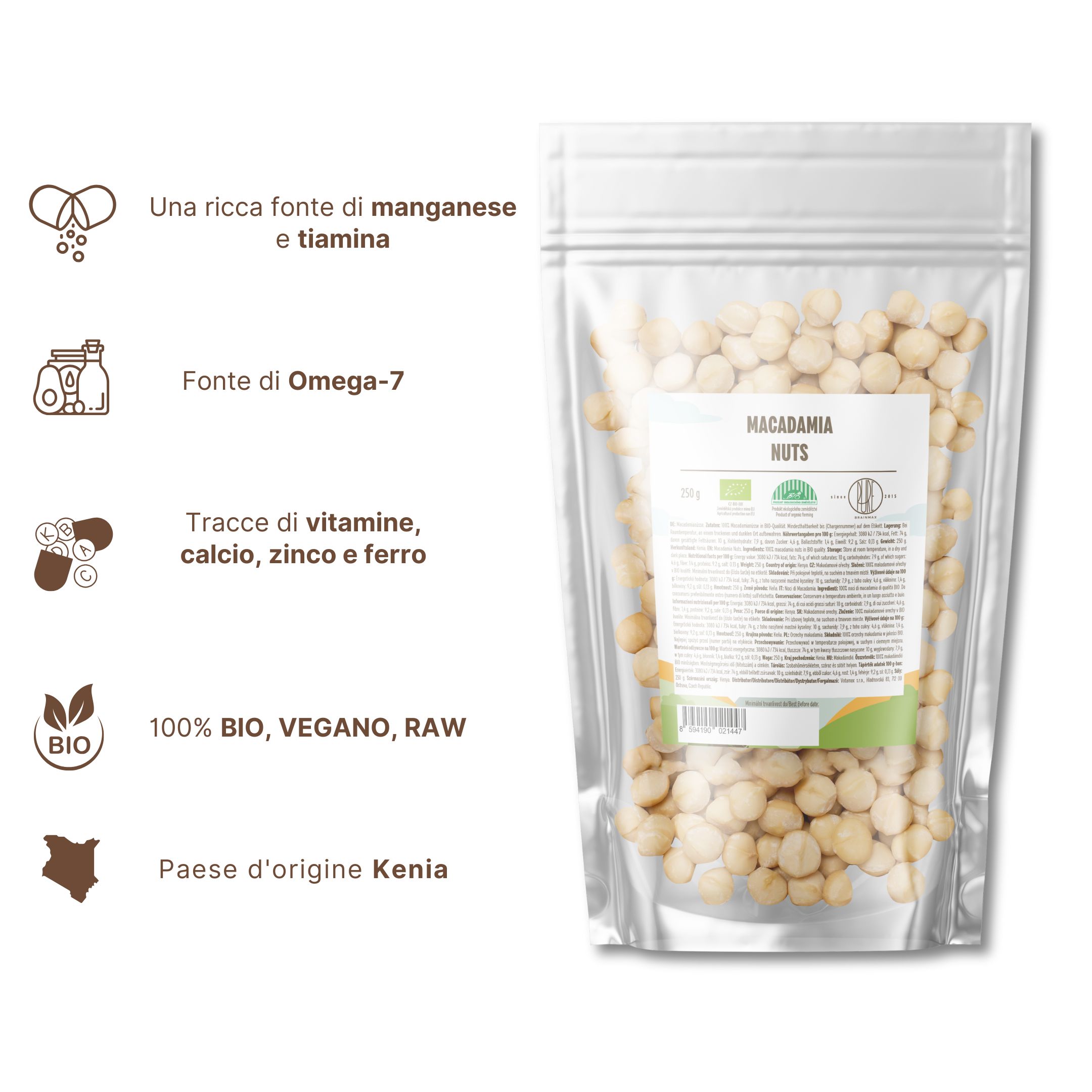 BrainMax Noci di macadamia pure - BrainMarket.it