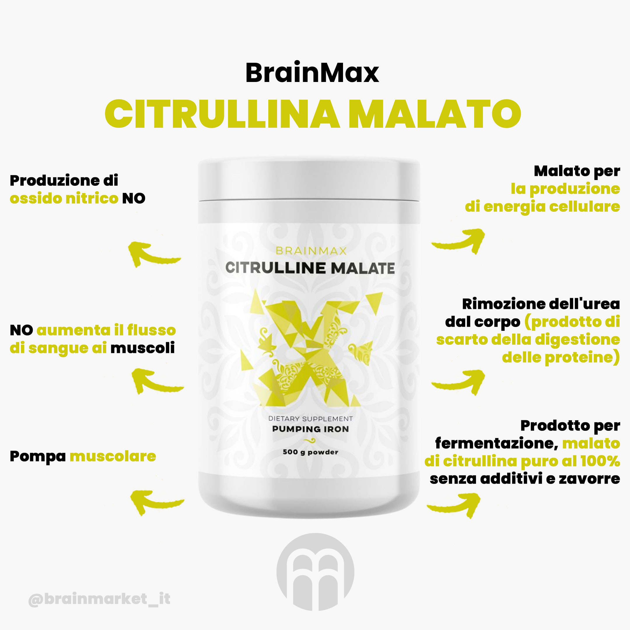 BrainMax Citrullina Malte, Citrullina Malato, 500 g